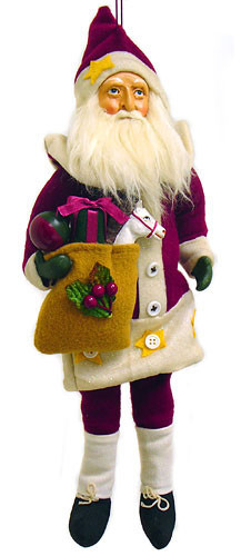 14" Plumb and White Santa Claus Christmas Ornament