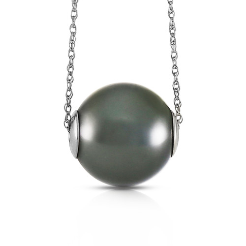 Galaxy Gold  14k 24" White Gold Necklace with 16.0 mm Black Shell Pearl