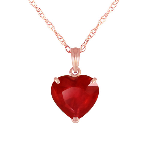 Galaxy Gold  14k Solid White, Yellow, Rose Gold Necklace Heart Shaped 10 mm 4.3 ct Red Ruby 5662 (24.00, rose-gold)