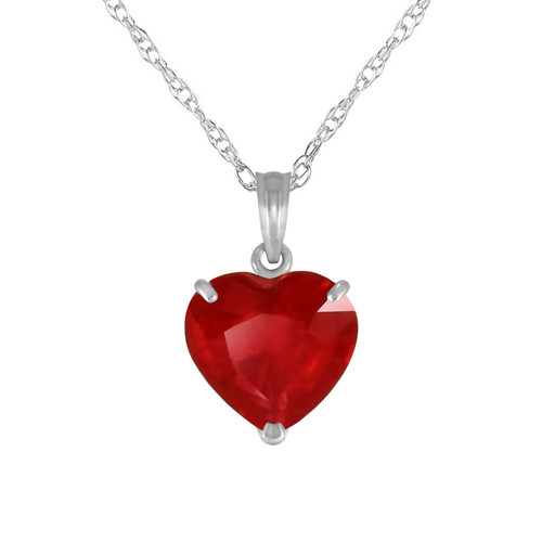 Galaxy Gold  14k Solid White, Yellow, Rose Gold Necklace Heart Shaped 10 mm 4.3 ct Red Ruby 5662 (18.00, white-gold)
