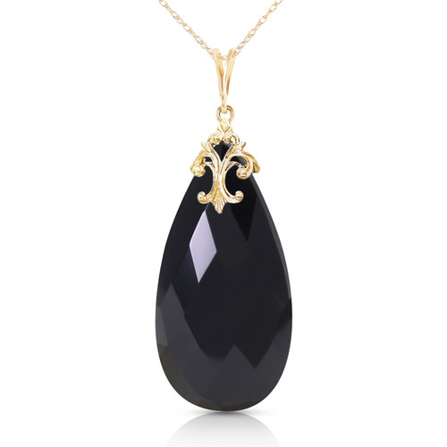 Galaxy Gold  14k14" Yellow Gold Necklace with Briolette 31x16 mm Natural Black Onyx