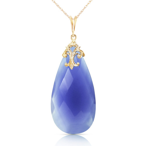 Galaxy Gold  14k 22" Yellow Gold Necklace with Briolette 31x16 mm Deep Blue Chalcedony