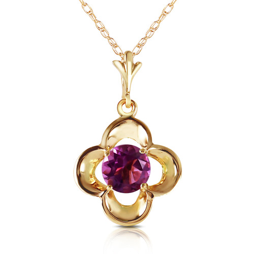 14k Solid Gold 18" Necklace with Amethyst bud