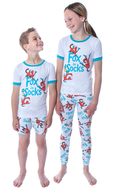 Dr. Seuss Unisex Kids Fox In Socks Shirt Shorts and Pants 3 Piece Pajama Set - 840161464392