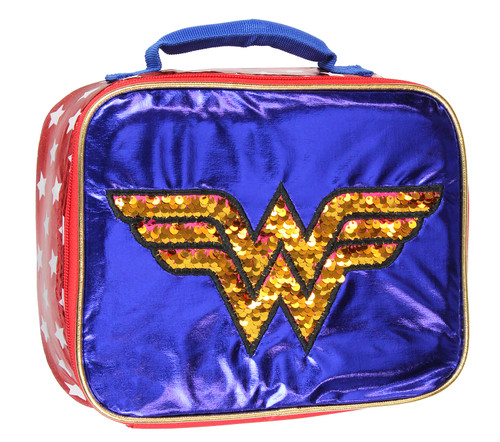 DC Comics Wonder Woman Lunch Box Reversible Magic Sequins Superhero Lunch Bag - 843340210902