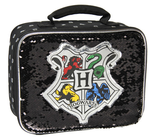 Harry Potter Lunch Box Hogwarts Reversible Sequin Insulated Lunch Bag Tote - 843340203515
