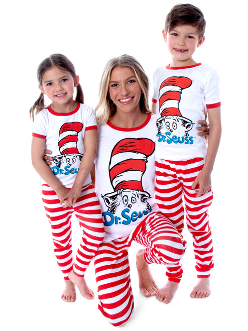 Dr. Seuss Cat In The Hat Mommy and Me Matching Outfit Family Pajama Set - 840161464224