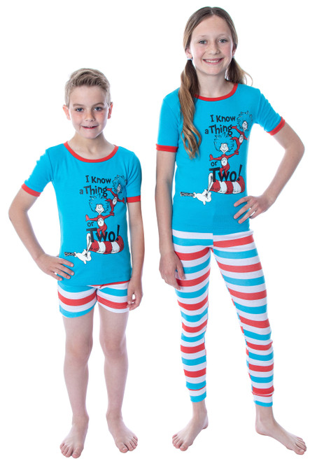 Dr. Seuss Pajamas Unisex Kids Thing 1 Thing 2 Cat In The Hat 3 Piece Pajama Set - 840161464187