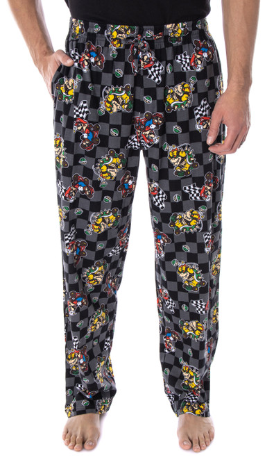 Nintendo Men's Mario Kart Checkered Flag Race Soft Touch Cotton Pajama Pants - 194173050341