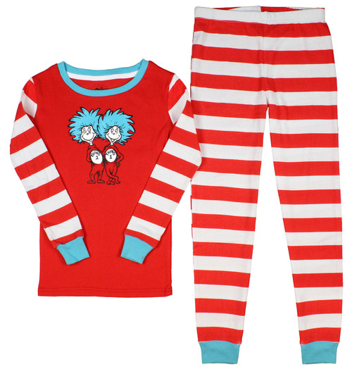 Dr. Seuss Big Boys' Cat In The Hat Thing 1 Thing 2 Tight Fit Pajamas - 736080195731