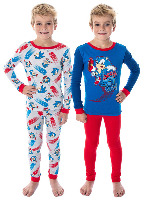 Sonic The Hedgehog Boys' Ready Set Go! Shirt And Pants 4 Piece Pajama Set - 000716700850