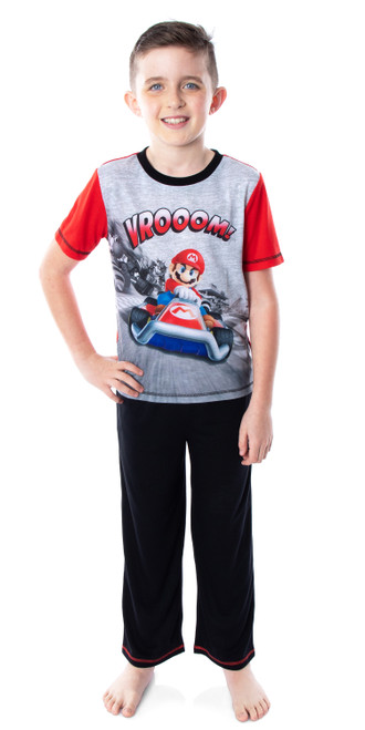 Super Mario Bros. Boys' Mario Kart VROOOM! Video Game 3 Piece Pajama Set - 000716738259