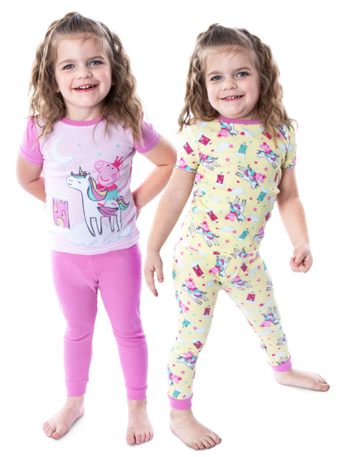 Peppa Pig Toddler Girls Princess Peppa On Unicorn 4 Piece Pajama Set - 000716732967