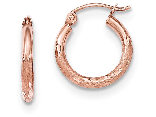 FJC Finejewelers 14k Rose Gold Light Weight Satin Bright Cut Hoop Earrings TF755P