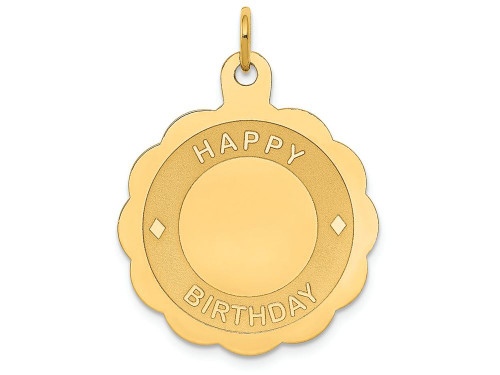 FJC Finejewelers 14k Yellow Gold Happy Birthday Disc Charm 22 x 30 mm XAC767A
