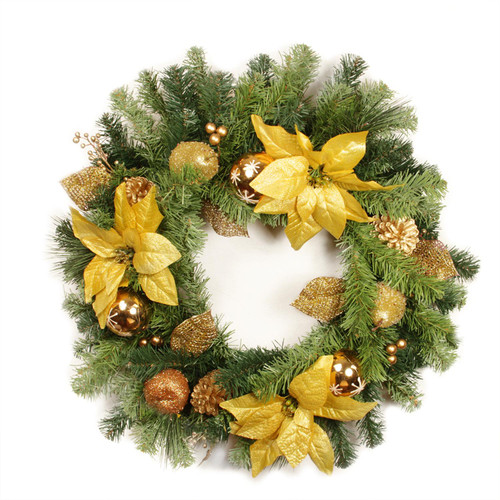 Green and Gold Berry Artificial Christmas Wreath - 24-Inch, Unlit