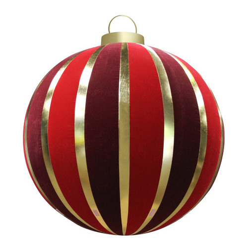 Pre-Lit Inflatable Commercial Outdoor Christmas Ball Ornament - 5' - Red and Gold