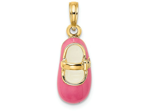 Finejewelers 14k Yellow Gold 3d Baby Shoe with Pink Enamel Charm