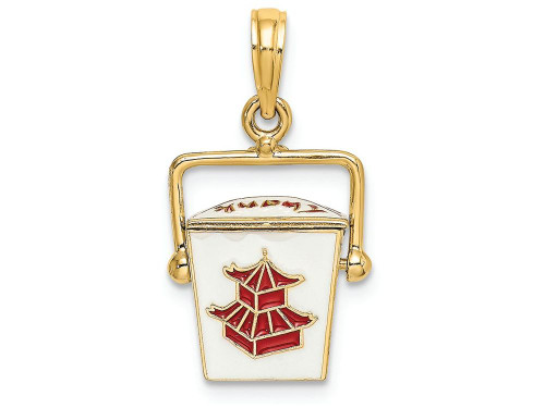 Finejewelers 14k Yellow Gold 3d Chinese Take-out Boxred White Enamel Charm