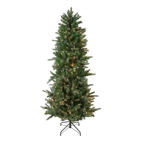 7.5' Pre-Lit Slim Vermont Fir Green Instant Shape Artificial Christmas Tree - Clear Dura-Lit Lights