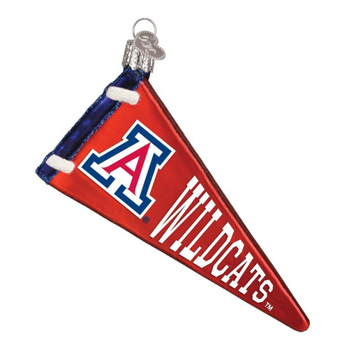 Old World Christmas University of Arizona Wildcats Pennant Blown Glass Ornament