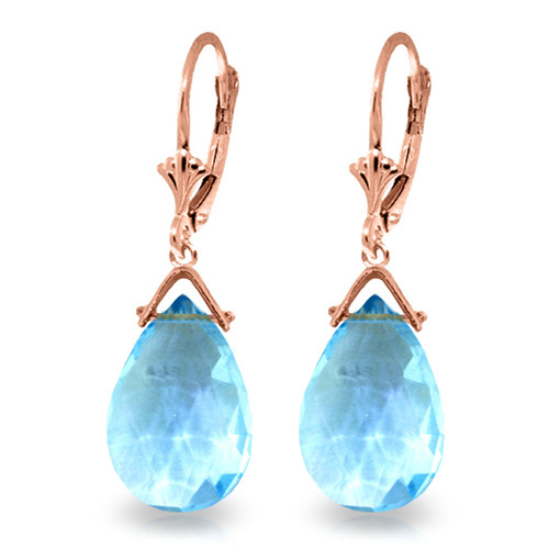 10.2 Carat 14k Solid Rose Gold Blue Topaz Joy Earrings