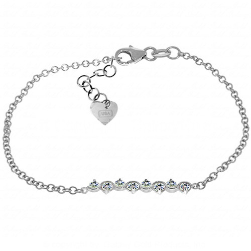 1.55 Carat 14k Solid White Gold Bracelet Natural Aquamarine - 5088-W-8-5