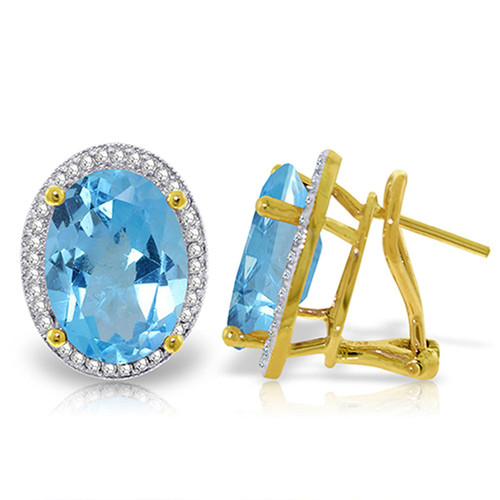 15.16 Carat 14K Solid Gold Loren Blue Topaz Diamond Earrings