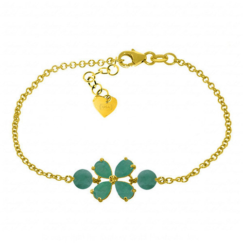 3.15 CTW 14k Solid Gold Bracelet Natural Emerald - 5068-Y-7-5