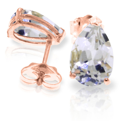3.15 Carat 14k Solid Rose Gold Stud Earrings Natural White Topaz