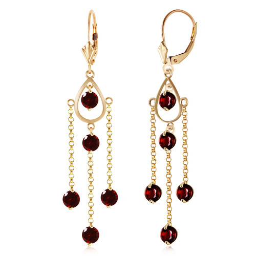 14k Yellow Gold Chandelier Earrings with Garnets