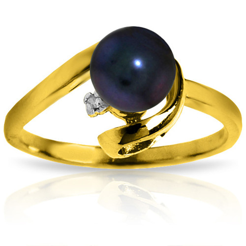 14k Solid Gold Ring with Natural Pearl - Size 7.0