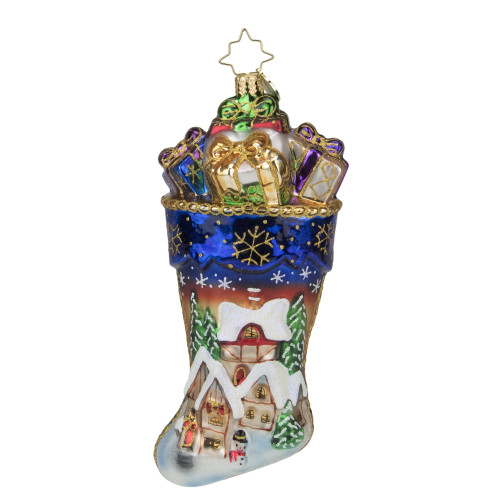 Christopher Radko Vacation At Christmas Inn! Stocking Glass Christmas Ornament #1019837