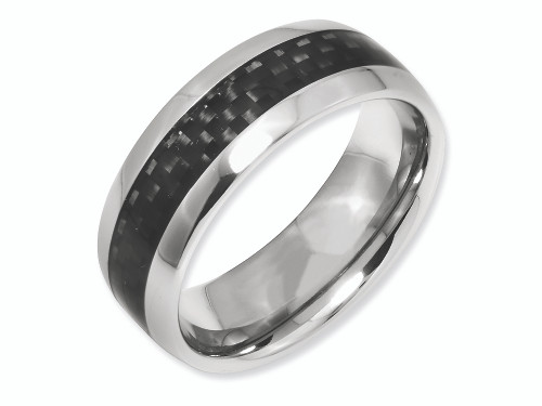 Chisel Titanium Black Carbon Fiber 8mm Polished Wedding Band TB178 - TB178K14