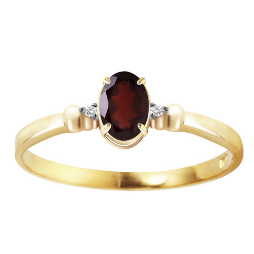 14k Solid Gold Genuine Diamonds & Garnet Ring - Size 7.0