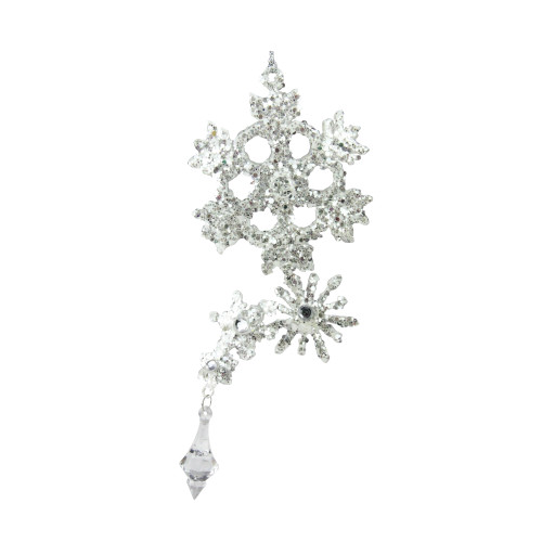 8.5" Silver Glittered and Jeweled Snowflake Cluster Christmas Ornament