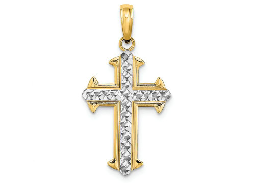 FJC Finejewelers 14k Yellow Gold with with Rhodium Cross Bright Cut Center Yellow Outline Arrow Tips Charm K9421A