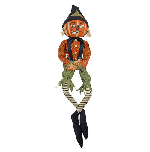 66" Orange and Green Riley Scarecrow Halloween Figurine