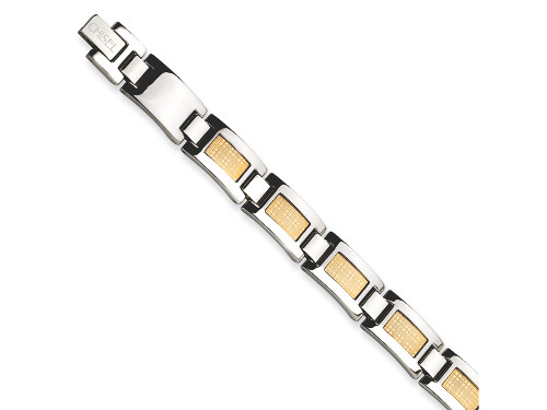Chisel Stainless Steel and 18k Gold Filled Accent Fancy Link Bracelet 8.25 inches SRB351Y