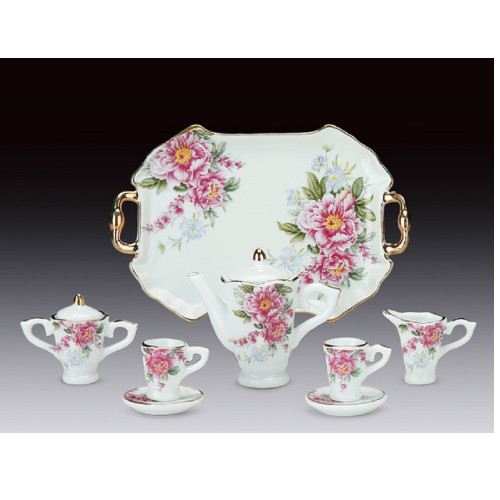 Mini Porcelain Tea Set With Dahlia Flower Pattern