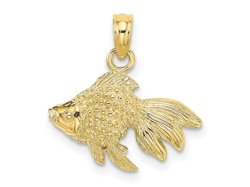 FJC Finejewelers 10 kt Yellow Gold Themed 2-D Textured Gold Fish Charm 9.2 mm x 17.4 mm GQ10K7700W
