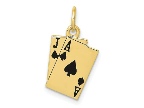 FJC Finejewelers 10 kt Yellow Gold Enameled Themed Enameled Blackjack Playing Cards Charm 19.5 mm x 11 mm GQ10A4952W