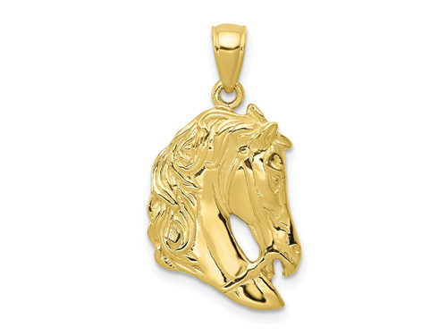 Finejewelers 10 kt Yellow Gold Themed Solid Polished Open-Backed Horse Head Charm 27 mm x 15 mm