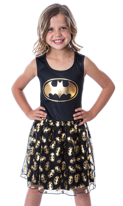 DC Comics Girl's Batman Logo Tank Nightgown Costume Pajama Dress - 763059887380