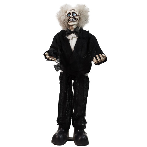 31" Black and White Touch Activated Crazy Man Animated Halloween Figurine with Sound - 32256581