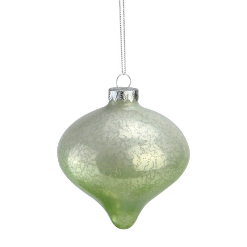 4" Green and White Spotted Glass Onion Decorative Christmas Ornament