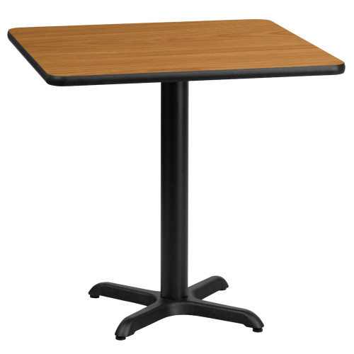 31” Black and Natural Brown Laminate Top Square Dining Table