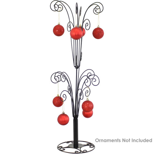 Sunnydaze Indoor Metal Gloria Christmas Holiday Ornament Craft Bauble Tabletop Display Stand - 30" - Black
