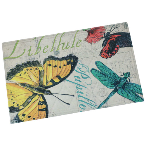 Sunnydaze Kitchen Floor Mat - 23 Inches L x 35 Inches W - Multicolor Butterfly