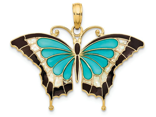 FJC Finejewelers 14k Yellow Gold Aqua Enameled Butterfly Charm K4229A